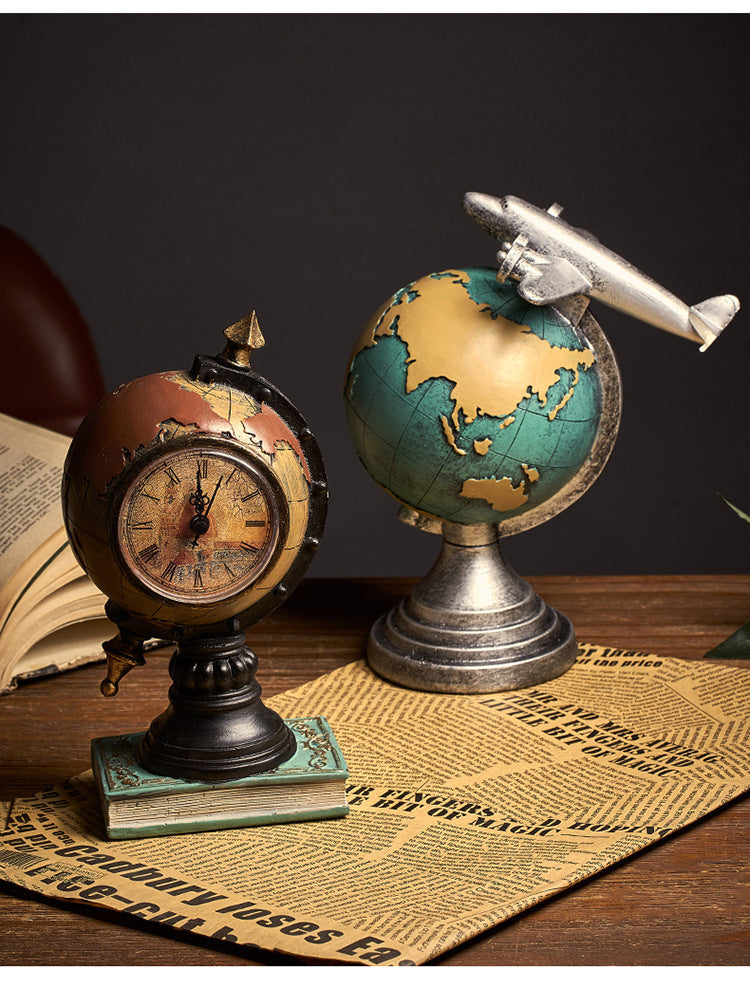 Retro globe clock home decoration