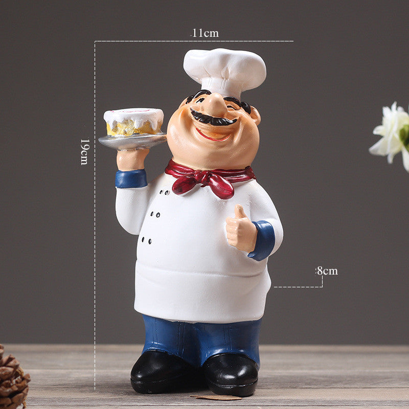 Resin Chef Restaurant Chef Statue Home Kitchen Ornament Figurine Table Decor Welcome