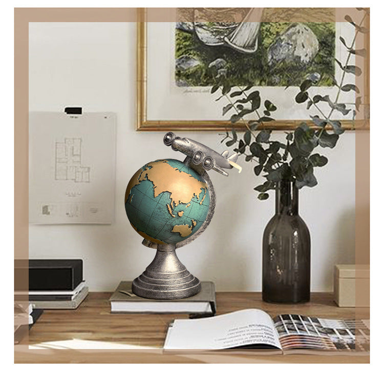 Retro globe clock home decoration