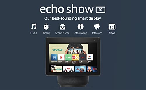 Amazon Echo Show 10 (newest model), HD smart display with premium sound, motion and Alexa, Charcoal