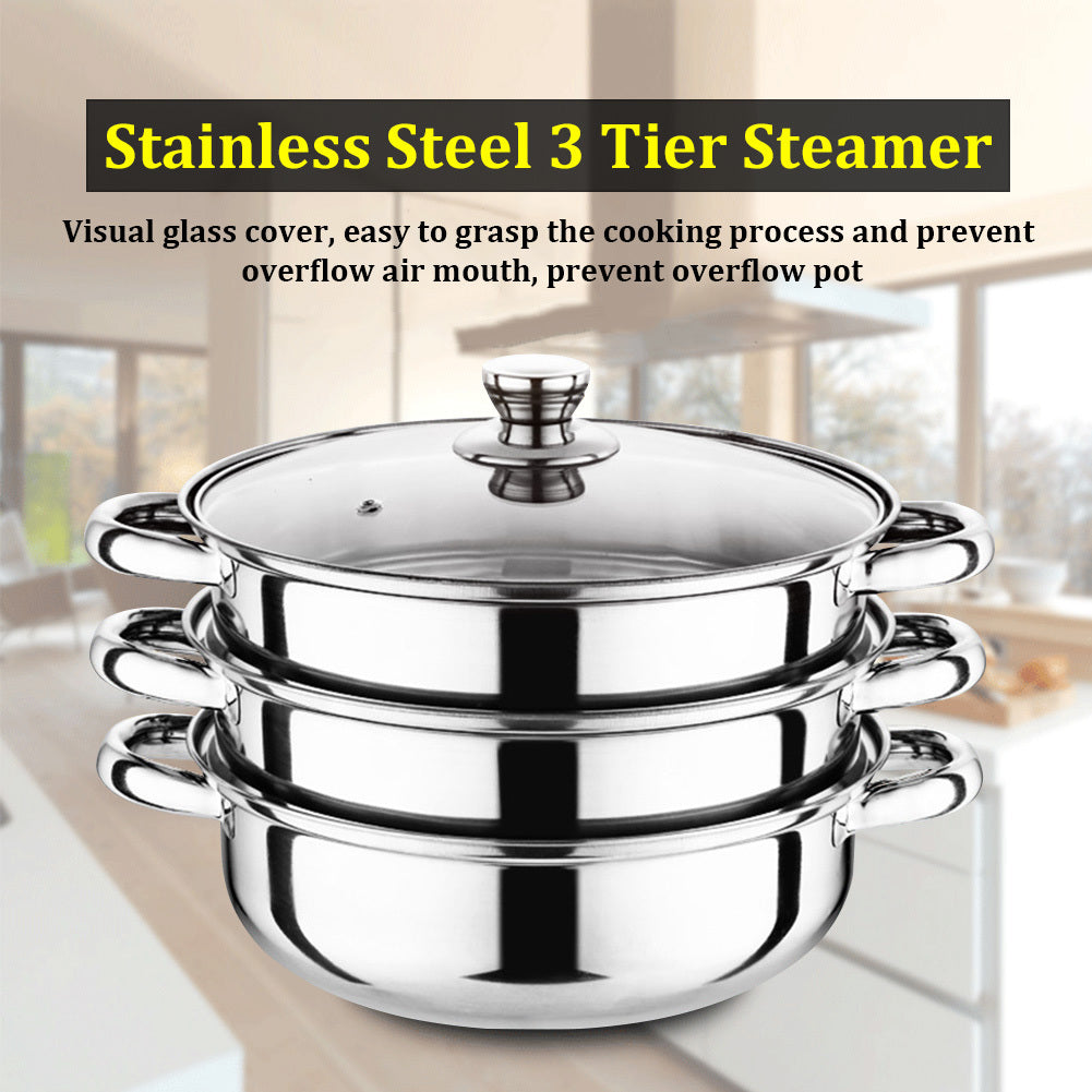 Three-layer cooking multi-purpose soup steamer