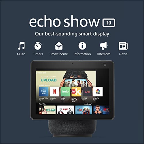 Amazon Echo Show 10 (newest model), HD smart display with premium sound, motion and Alexa, Charcoal