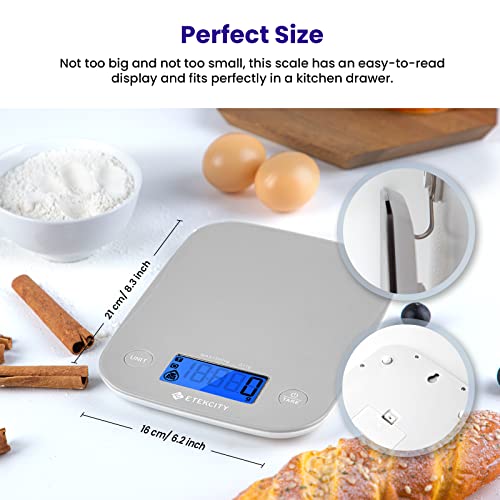 Etekcity Food Kitchen Scale, Digital Grams and Ounces for Weight Loss, Baking, Cooking, Keto and Meal Prep, LCD Display, Medium, 304 Stainless Steel