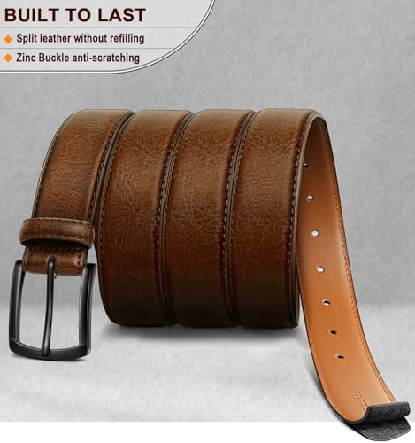 KEMISANT Men Belt 2Pack – Genuine Leather Belt for Men Dress Casual Golf Jeans 1 3/8"