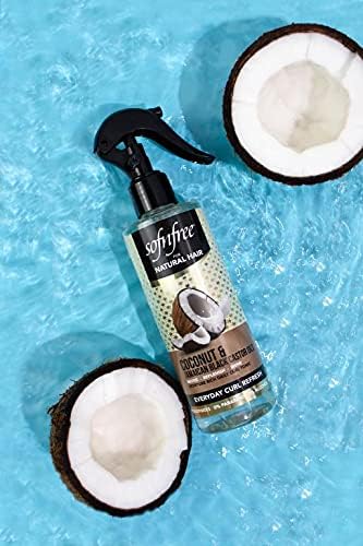 Sofn'free Coconut & Jamaican Black Castor Oil Everyday Curl Refresher Spray - Volumizer and Moisturizer for Styling Dry, Coily or Curly Hair, 8.12 Fl Oz (Pack of 1)