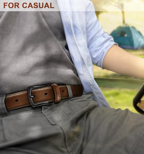 KEMISANT Men Belt 2Pack – Genuine Leather Belt for Men Dress Casual Golf Jeans 1 3/8"