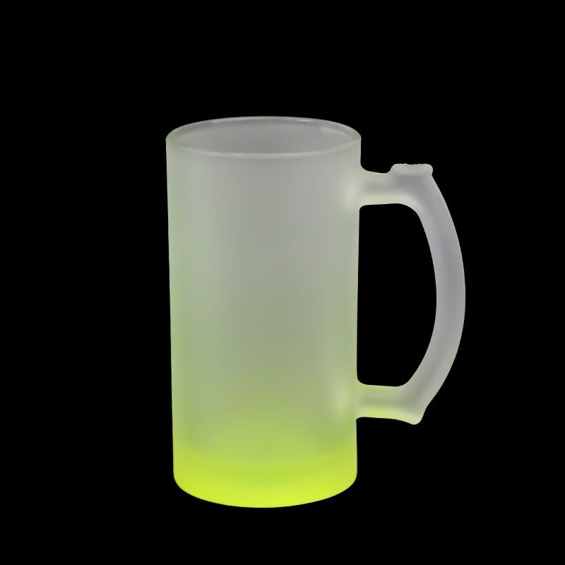 16oz Color Gradient Glass Frosted Hot Gift Cup Glass Cup