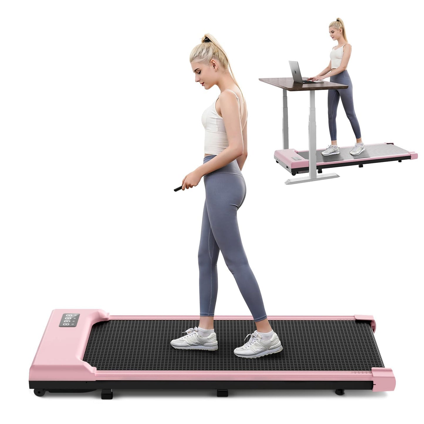 THAILE Walking Pad Treadmill 300 lb Capacity, Small Walking Pad for Small Spaces, 3 in 1 Portable Treadmill for Home and Office with LED Display, 2.5 HP and Remote Control