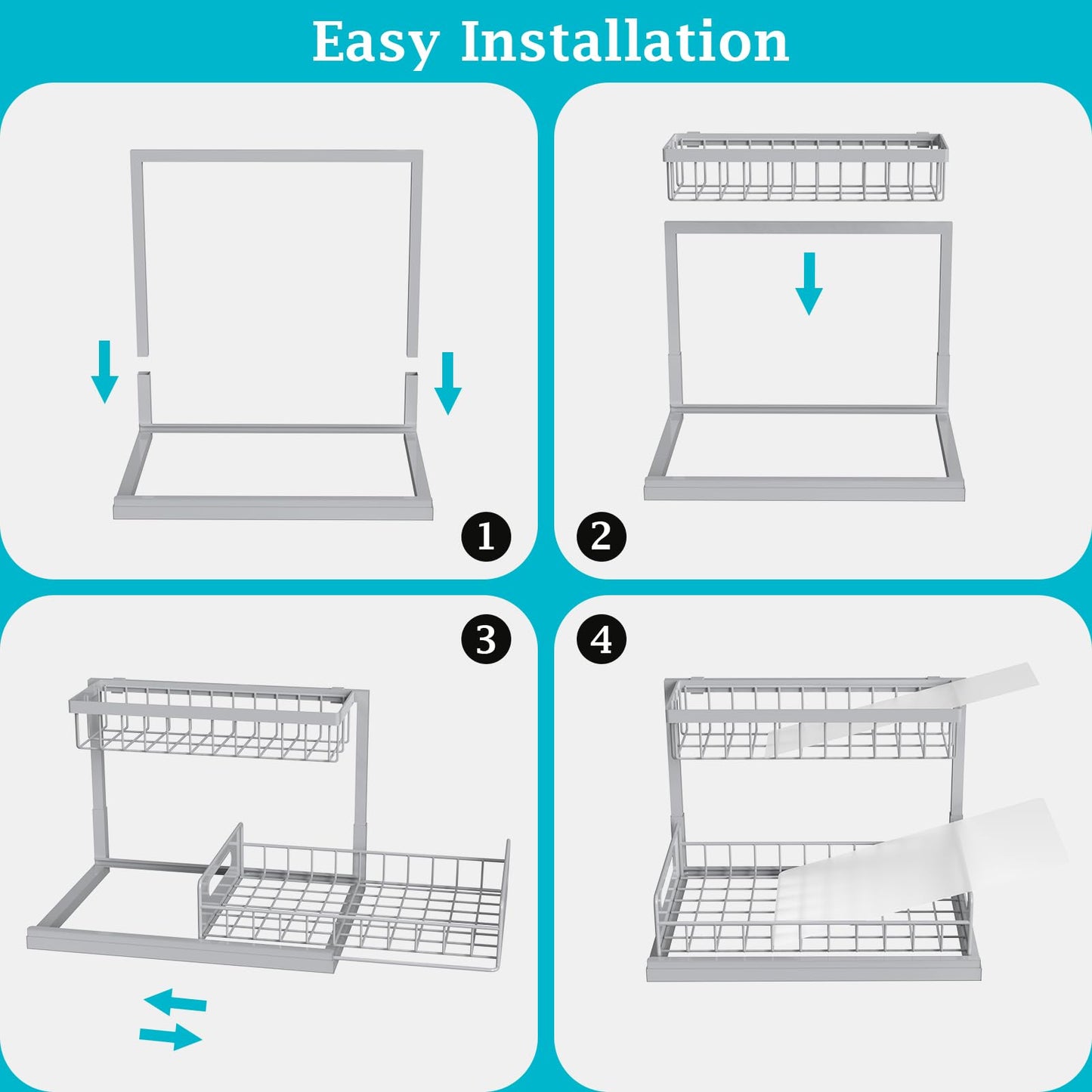 REALINN Under Sink Organizer, Pull Out Cabinet Storage 2 Tier Slide Out Sink Shelf, Kitchen Organizers and Storage, Black, 1 Pack