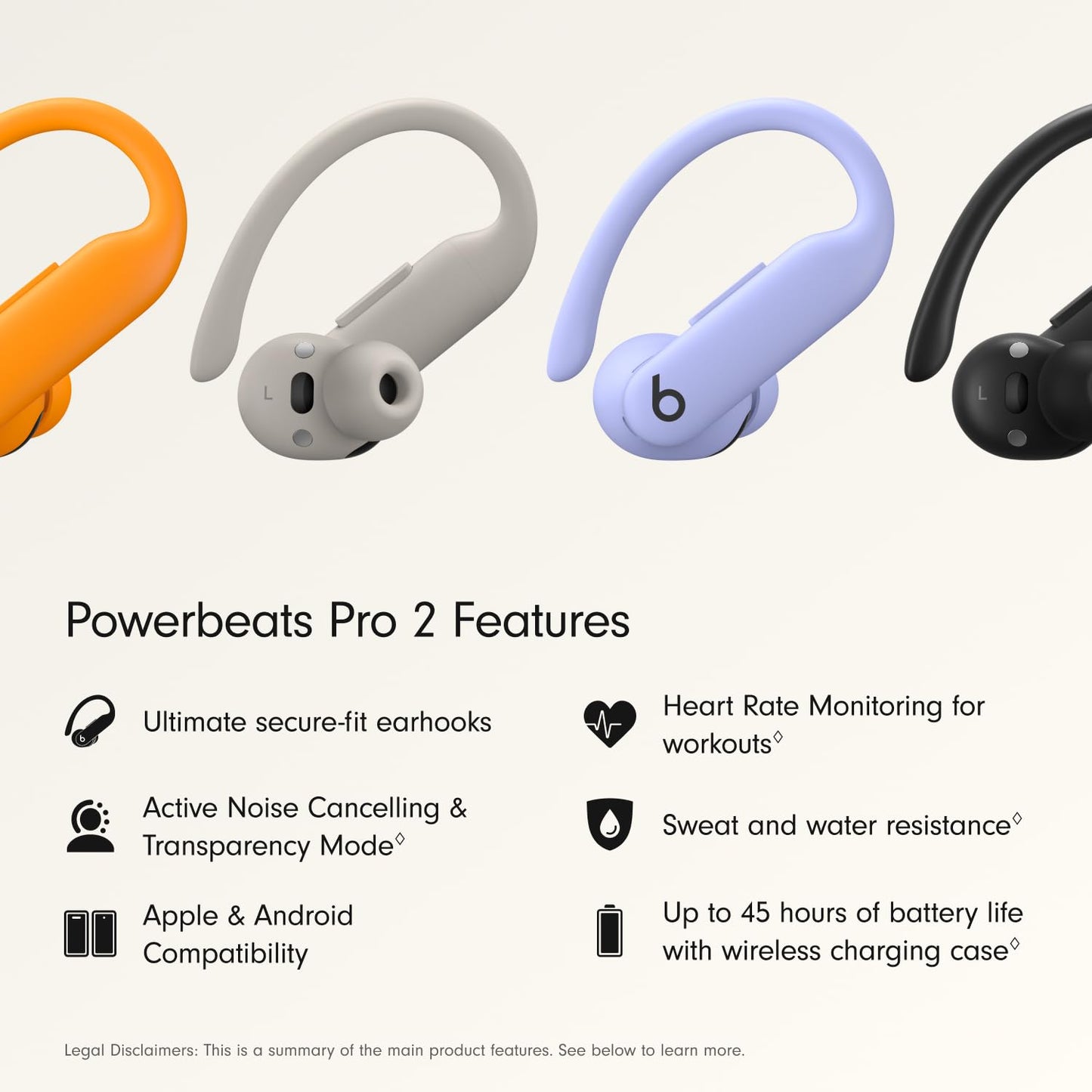 Beats Powerbeats Pro 2 Wireless Bluetooth Earbuds - Noise Cancelling, Apple H2 Chip, Heart Rate Monitor, IPX4, Up to 45H Battery & Wireless Charging Case, Works with Apple & Android - Jet Black