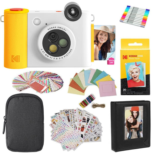 KODAK Smile+ 2-in-1 Digital Instant Print Camera & Wireless Bluetooth Photo Printer - 10MP, Special-Effect Rotating Lens, Zink 2x3” Sticky-Back Photos, Print via Fun App from Smart Devices - Fuchsia