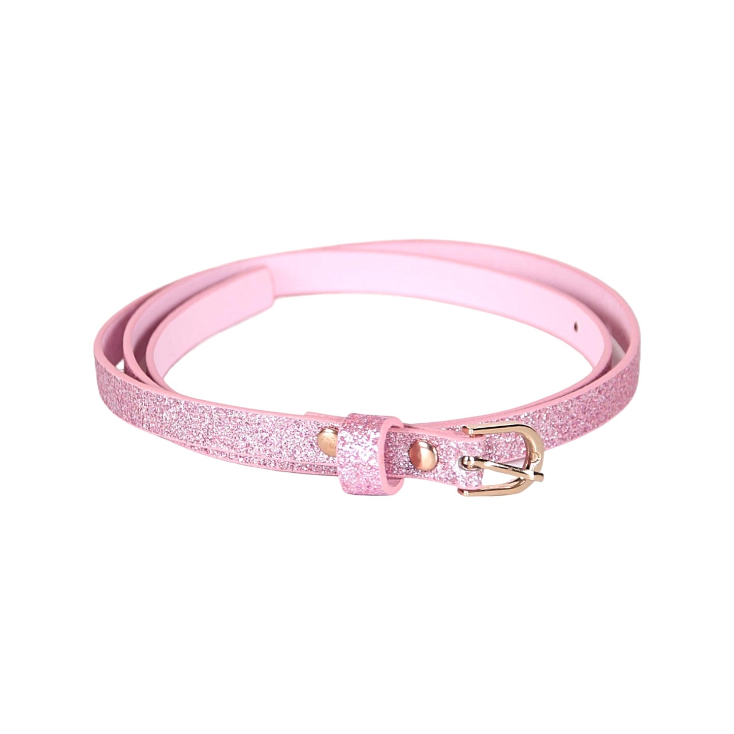 Kids Ultra-Skinny Sparkly Belt, Ages 4-7 Years and 8-14 Years, Stylish Glitter Belt for Girls