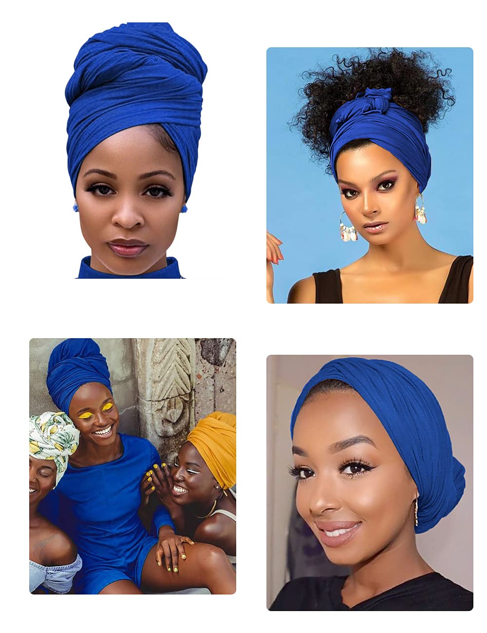 Harewom Head Wraps for Black Women Stretch Head Scarf Long African Hair Wraps Turban Headwraps Jersey Headbands