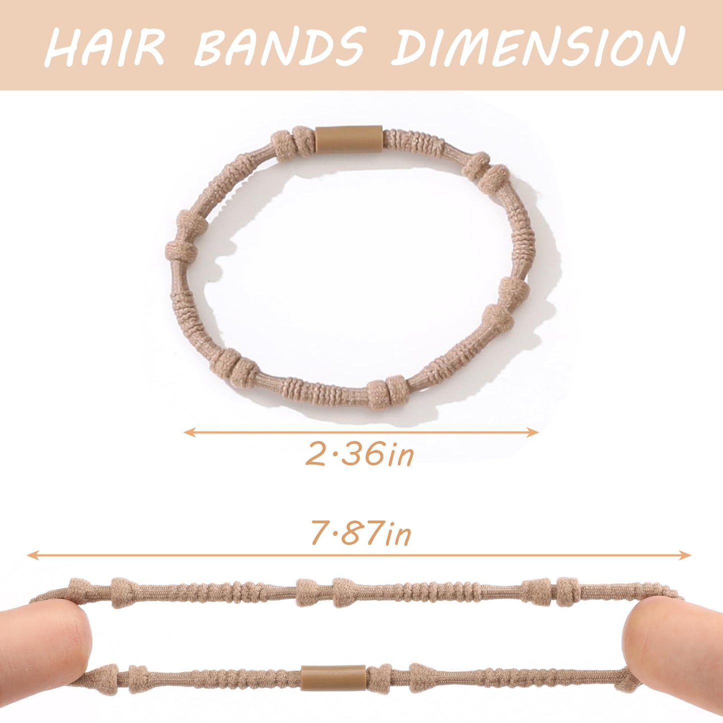 20 PCS Boho Hair Ties, Bracelets Hair Ties for Thick or Thin Hair, 4 Styles Boho Ties for Ponytail Holders, 2.36’’ Hair Ties No-Damage, Brown