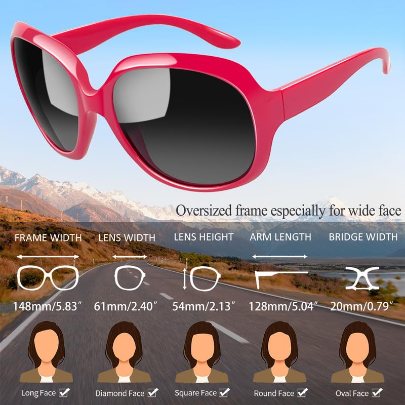 Joopin Oversized Sunglasses Womens Trendy Polarized Large Driving Sun Glasses Ladies UV Protective Big Sunnies Shades