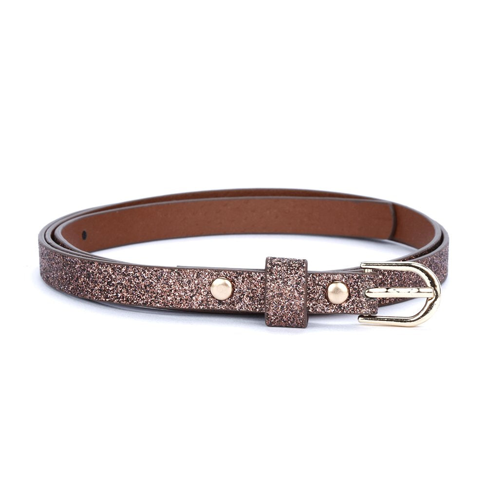 Kids Ultra-Skinny Sparkly Belt, Ages 4-7 Years and 8-14 Years, Stylish Glitter Belt for Girls