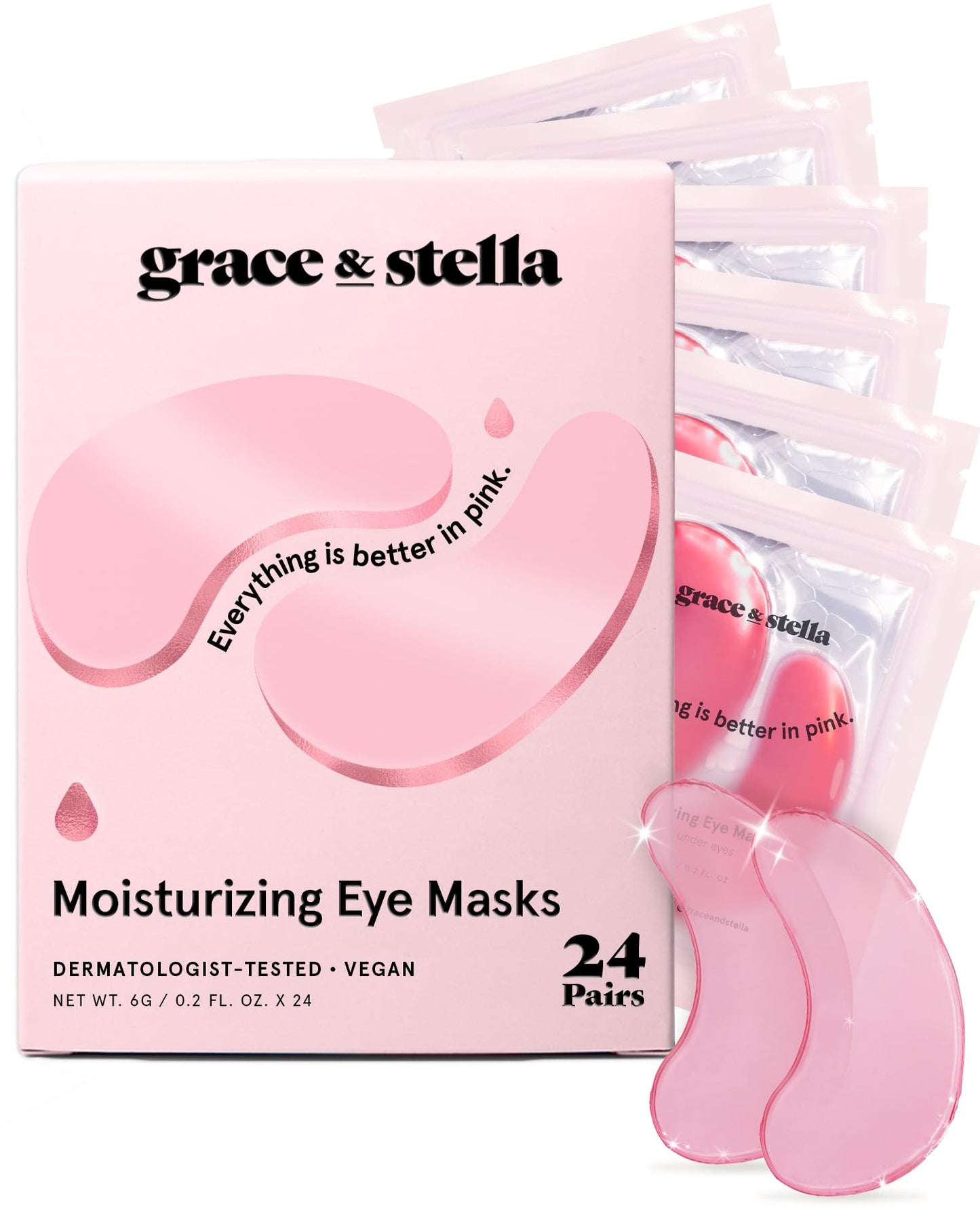 grace & stella Under Eye Mask - Gifts for Women - Reduce Dark Circles, Puffy Eyes, Undereye Bags, Wrinkles - Gel Under Eye Patches - Bridesmaid Gifts - Vegan Self Care (24 Pairs, Gold)