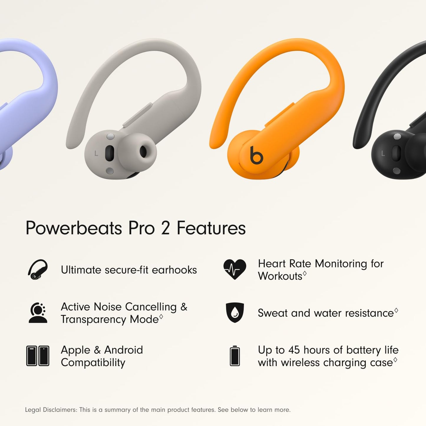 Beats Powerbeats Pro 2 Wireless Bluetooth Earbuds - Noise Cancelling, Apple H2 Chip, Heart Rate Monitor, IPX4, Up to 45H Battery & Wireless Charging Case, Works with Apple & Android - Jet Black