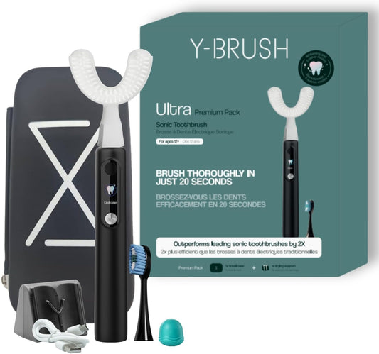 Y-Brush Ultra Premium - Sonic Toothbrush - USB-C Rechargeable, Travel Case, 6 Cleaning Modes