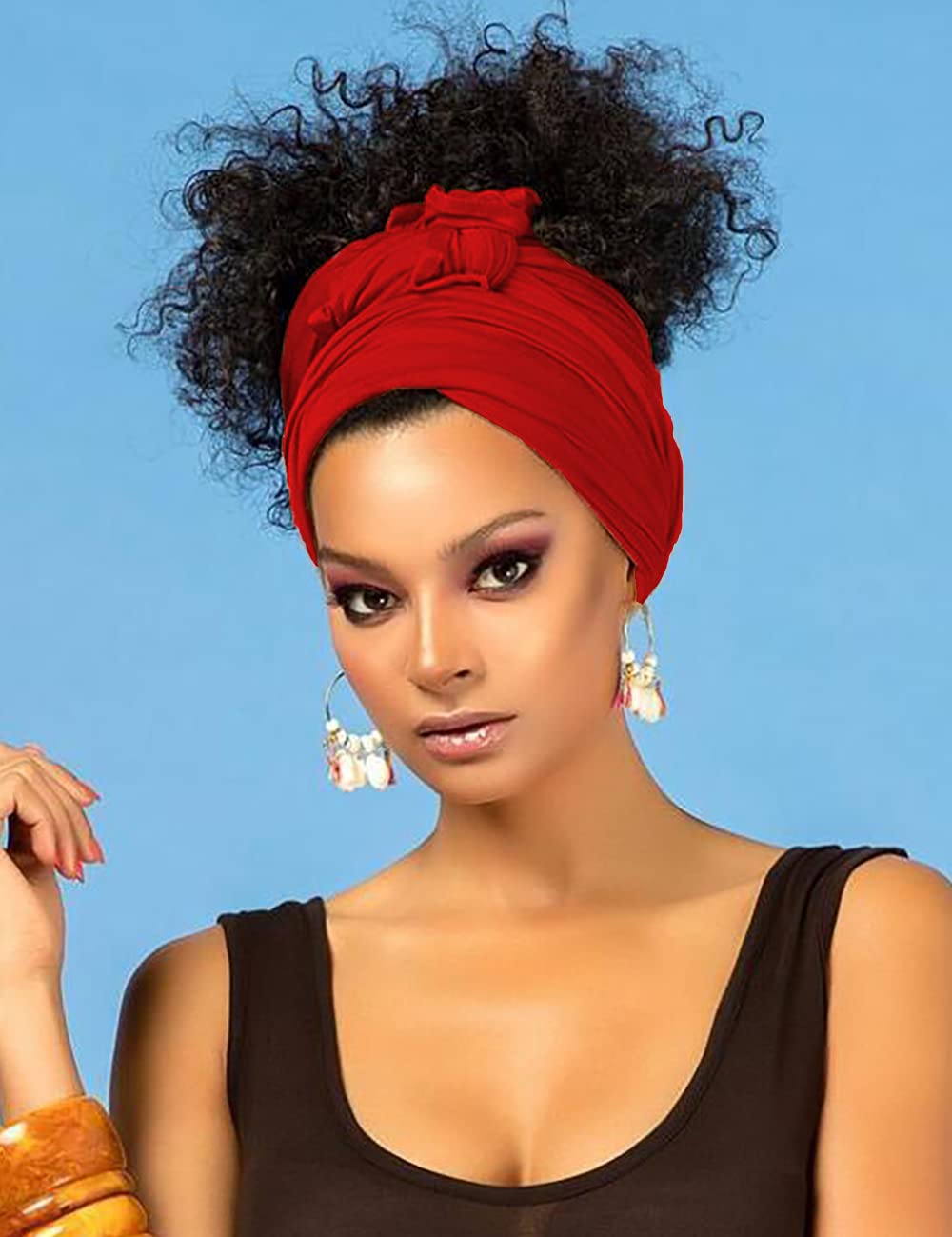 Harewom Head Wraps for Black Women Stretch Head Scarf Long African Hair Wraps Turban Headwraps Jersey Headbands