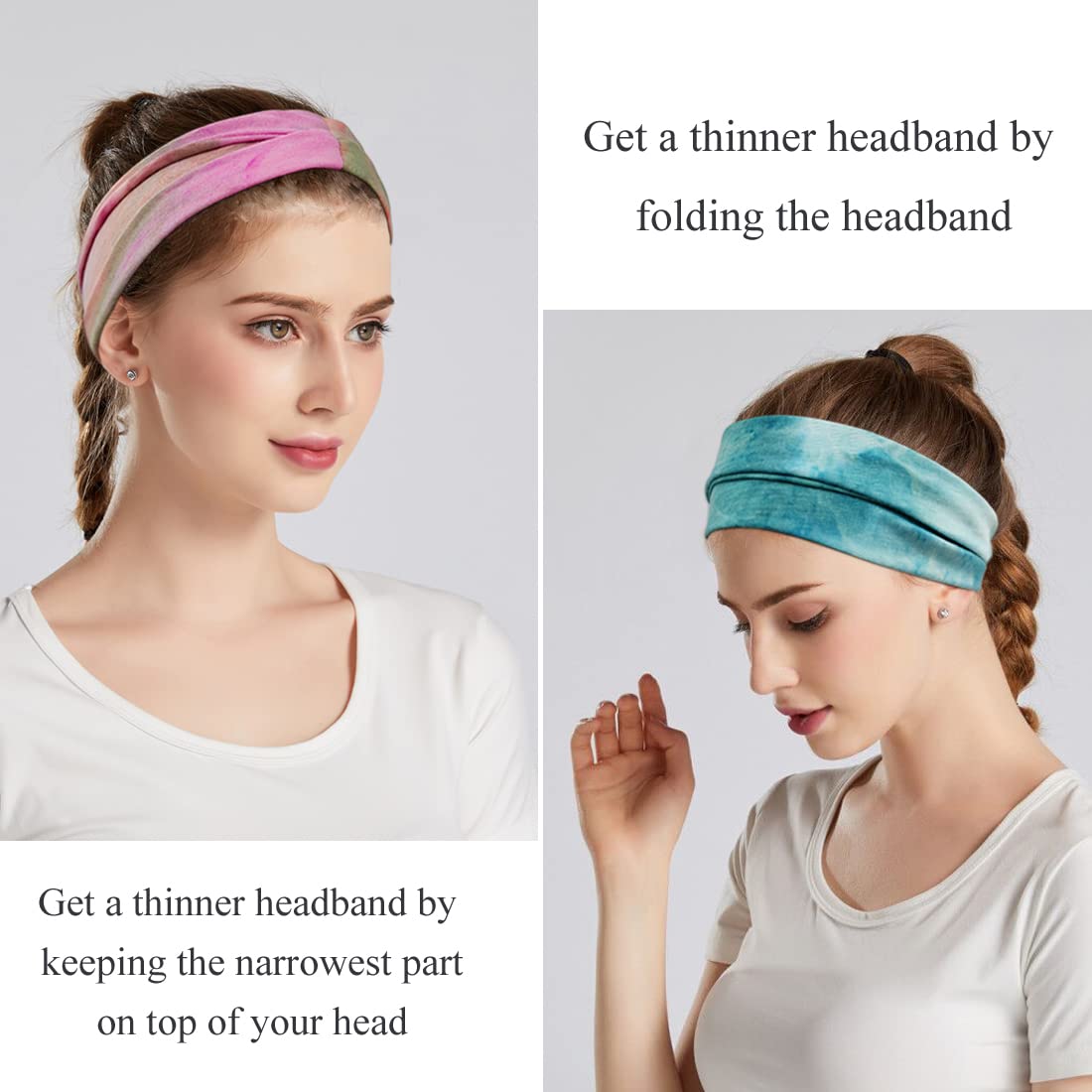 Boho Headbands For Women Fashion Wide Headband Yoga Workout Head Bands Hair Accessories Band 6 Pack