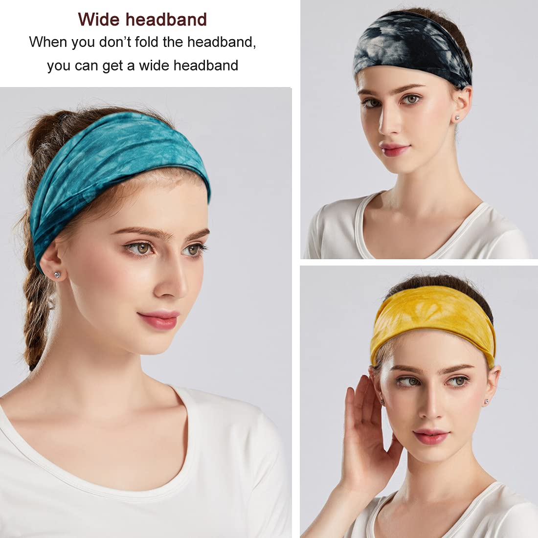 Boho Headbands For Women Fashion Wide Headband Yoga Workout Head Bands Hair Accessories Band 6 Pack