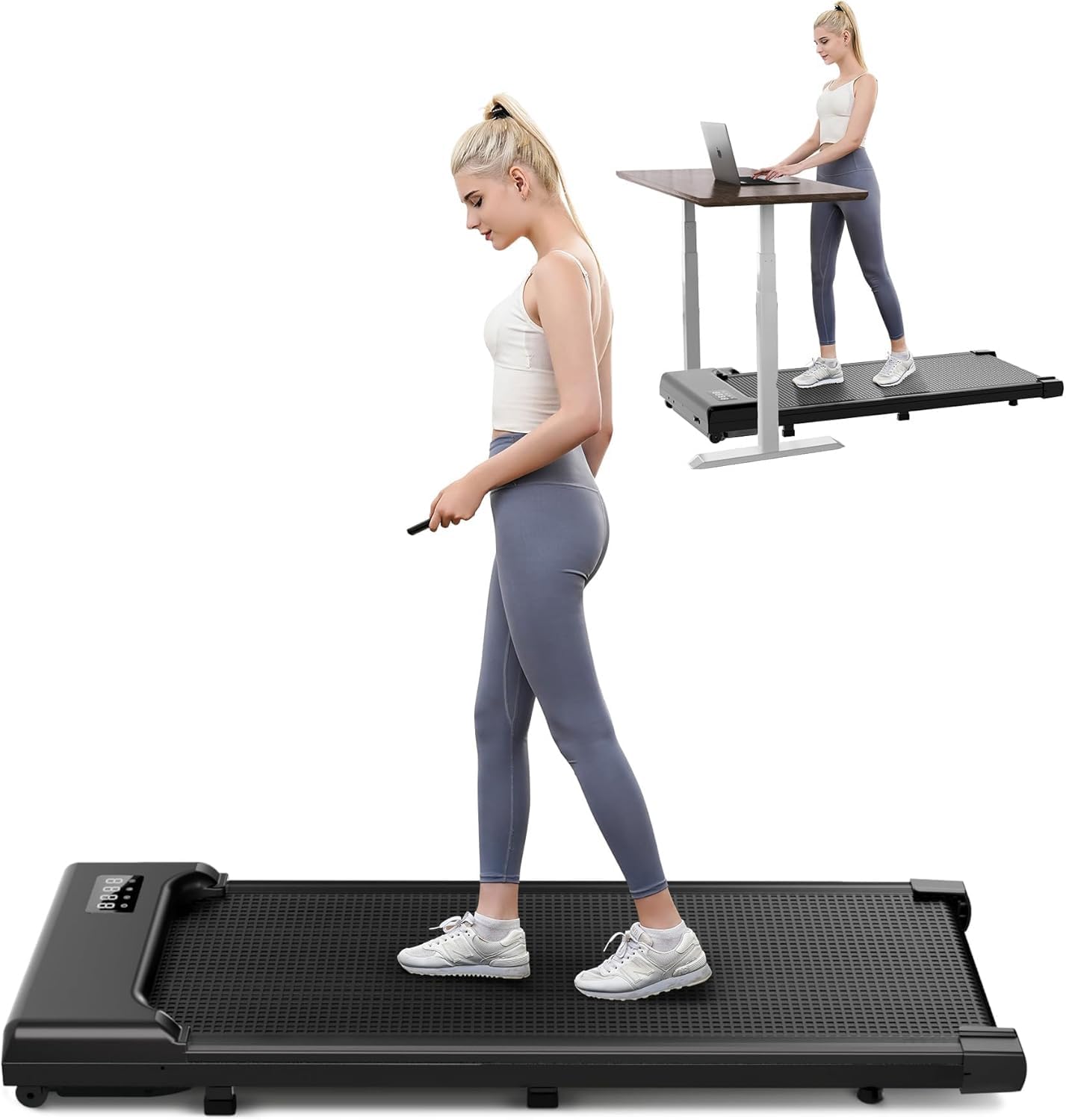 THAILE Walking Pad Treadmill 300 lb Capacity, Small Walking Pad for Small Spaces, 3 in 1 Portable Treadmill for Home and Office with LED Display, 2.5 HP and Remote Control