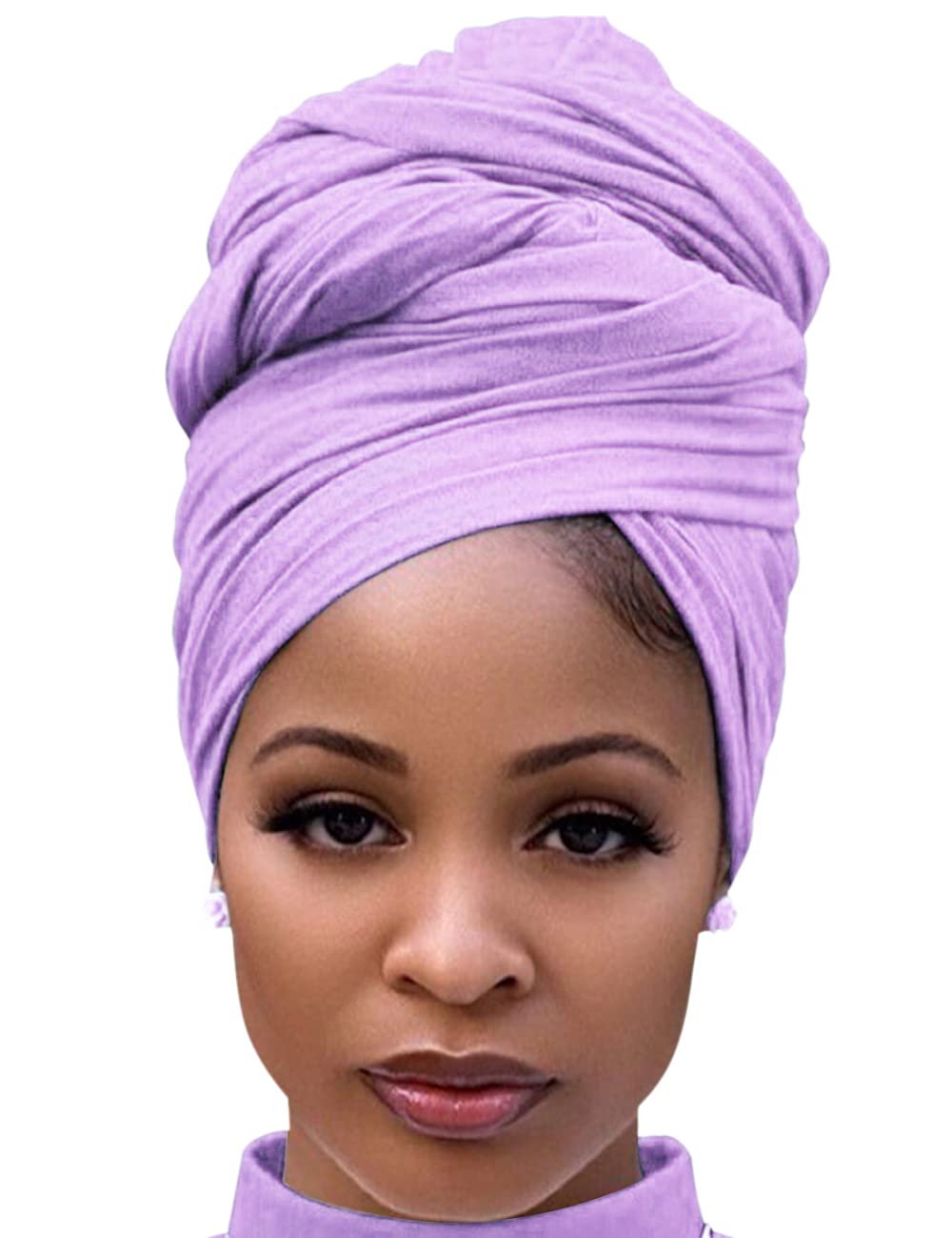 Harewom Head Wraps for Black Women Stretch Head Scarf Long African Hair Wraps Turban Headwraps Jersey Headbands