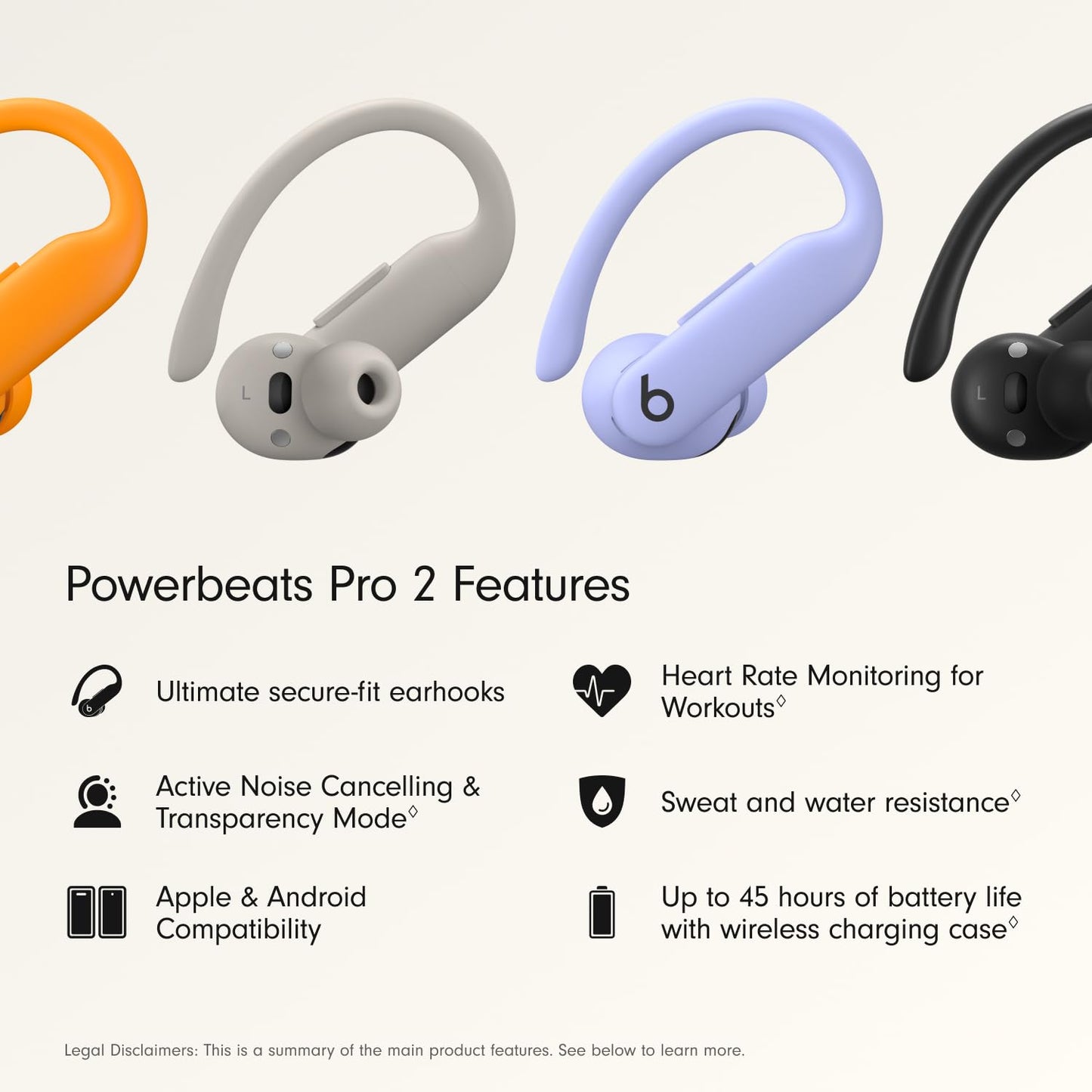 Beats Powerbeats Pro 2 Wireless Bluetooth Earbuds - Noise Cancelling, Apple H2 Chip, Heart Rate Monitor, IPX4, Up to 45H Battery & Wireless Charging Case, Works with Apple & Android - Jet Black