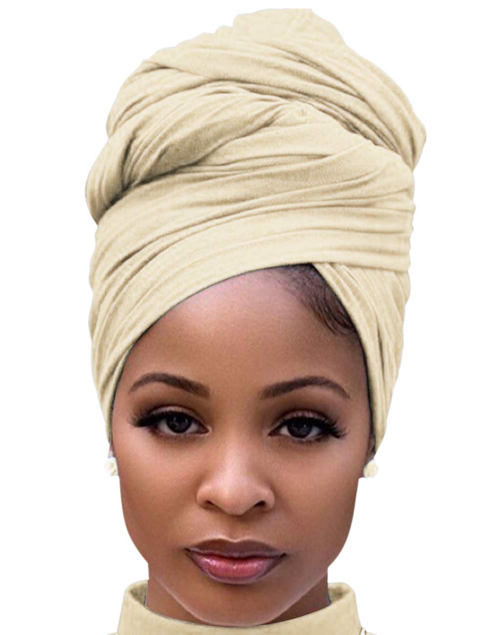 Harewom Head Wraps for Black Women Stretch Head Scarf Long African Hair Wraps Turban Headwraps Jersey Headbands