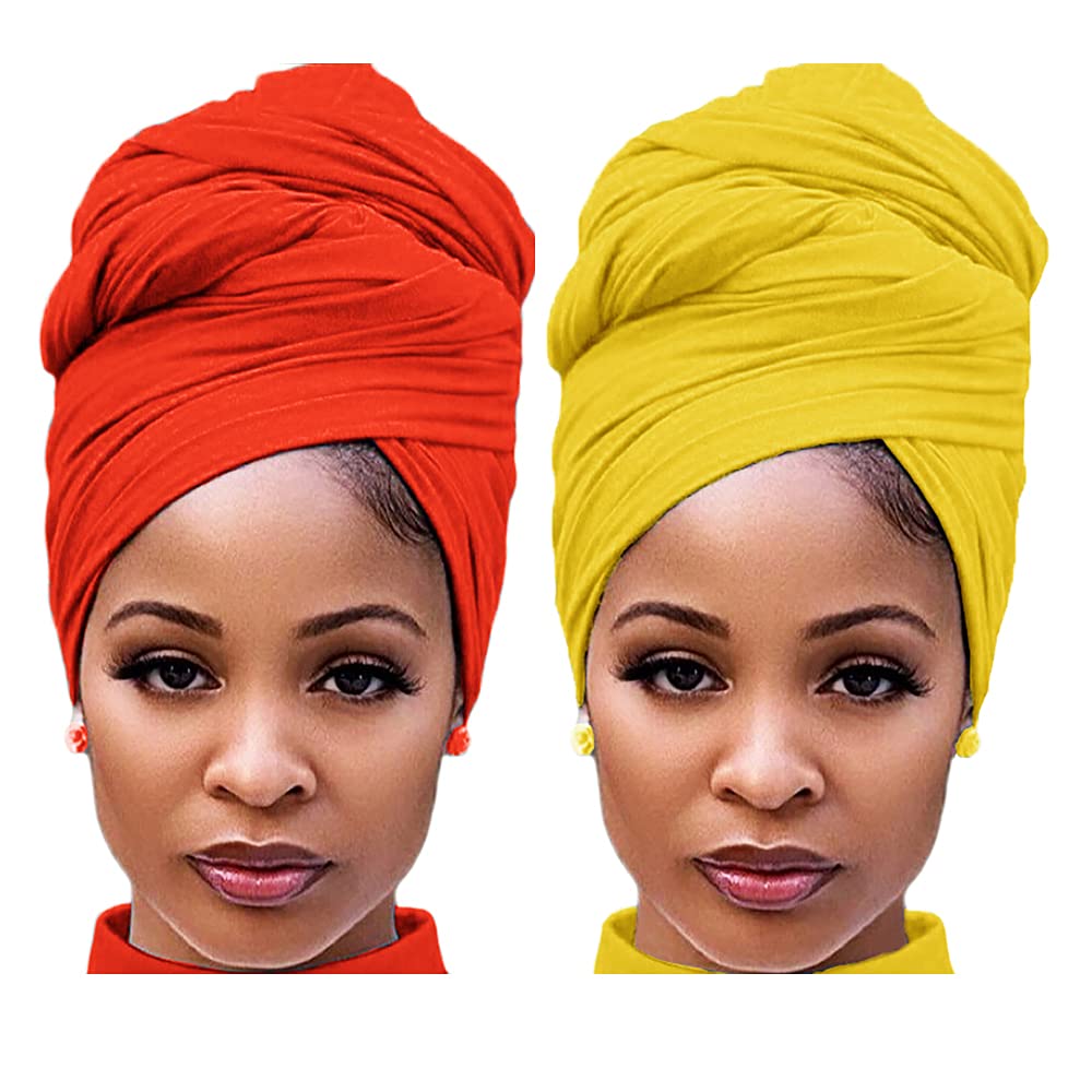 Harewom Head Wraps for Black Women Stretch Head Scarf Long African Hair Wraps Turban Headwraps Jersey Headbands