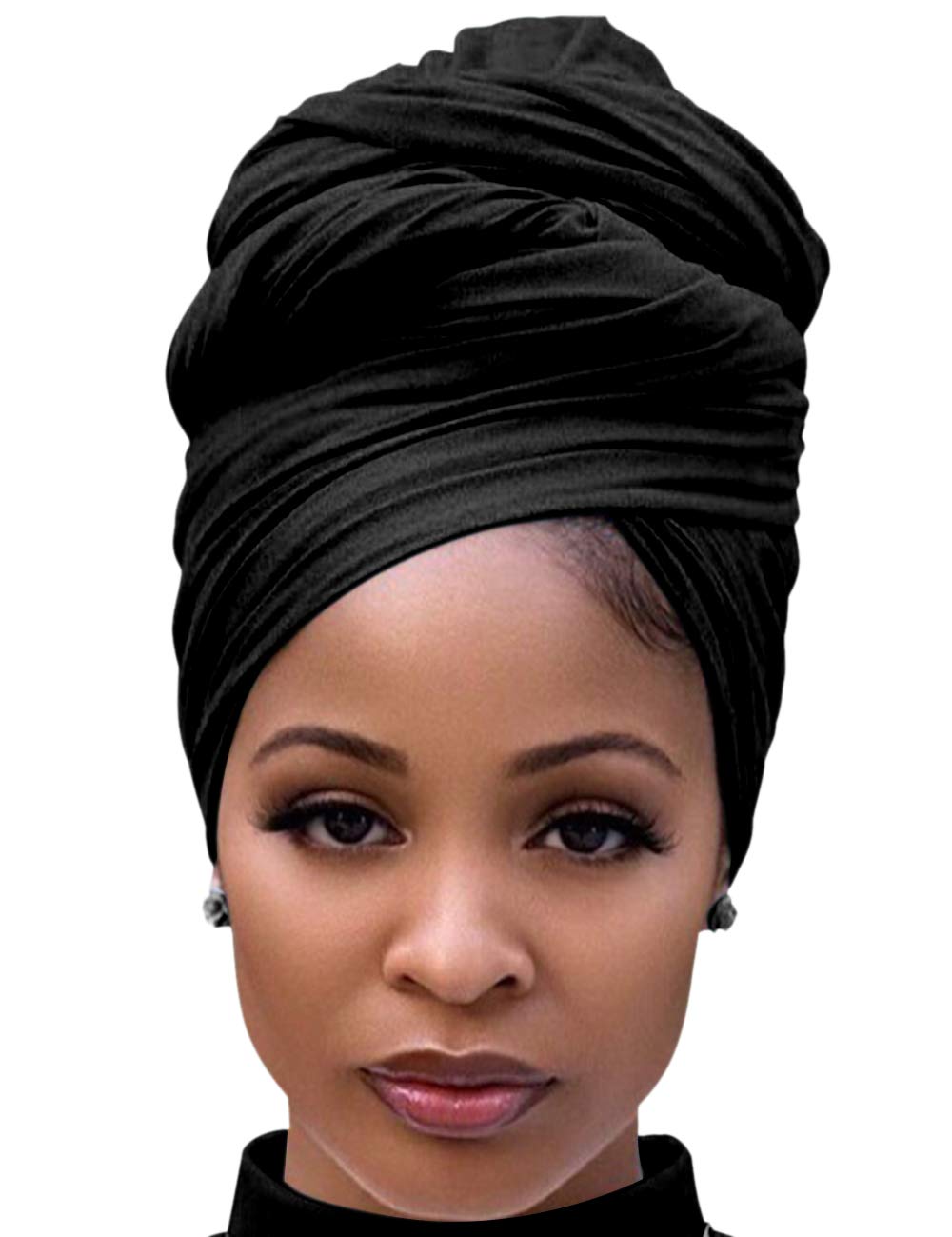 Harewom Head Wraps for Black Women Stretch Head Scarf Long African Hair Wraps Turban Headwraps Jersey Headbands