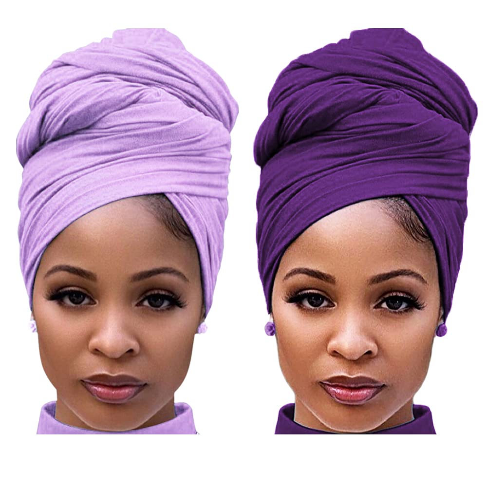 Harewom Head Wraps for Black Women Stretch Head Scarf Long African Hair Wraps Turban Headwraps Jersey Headbands