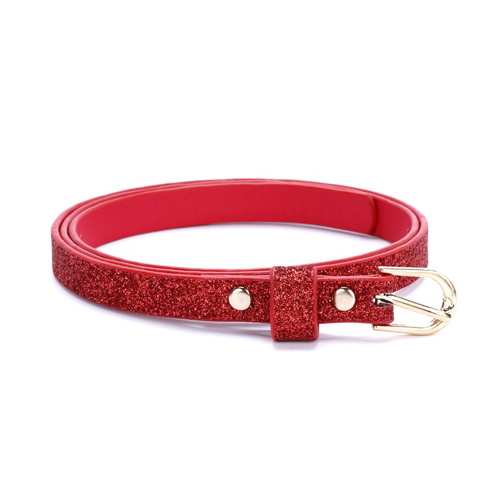 Kids Ultra-Skinny Sparkly Belt, Ages 4-7 Years and 8-14 Years, Stylish Glitter Belt for Girls