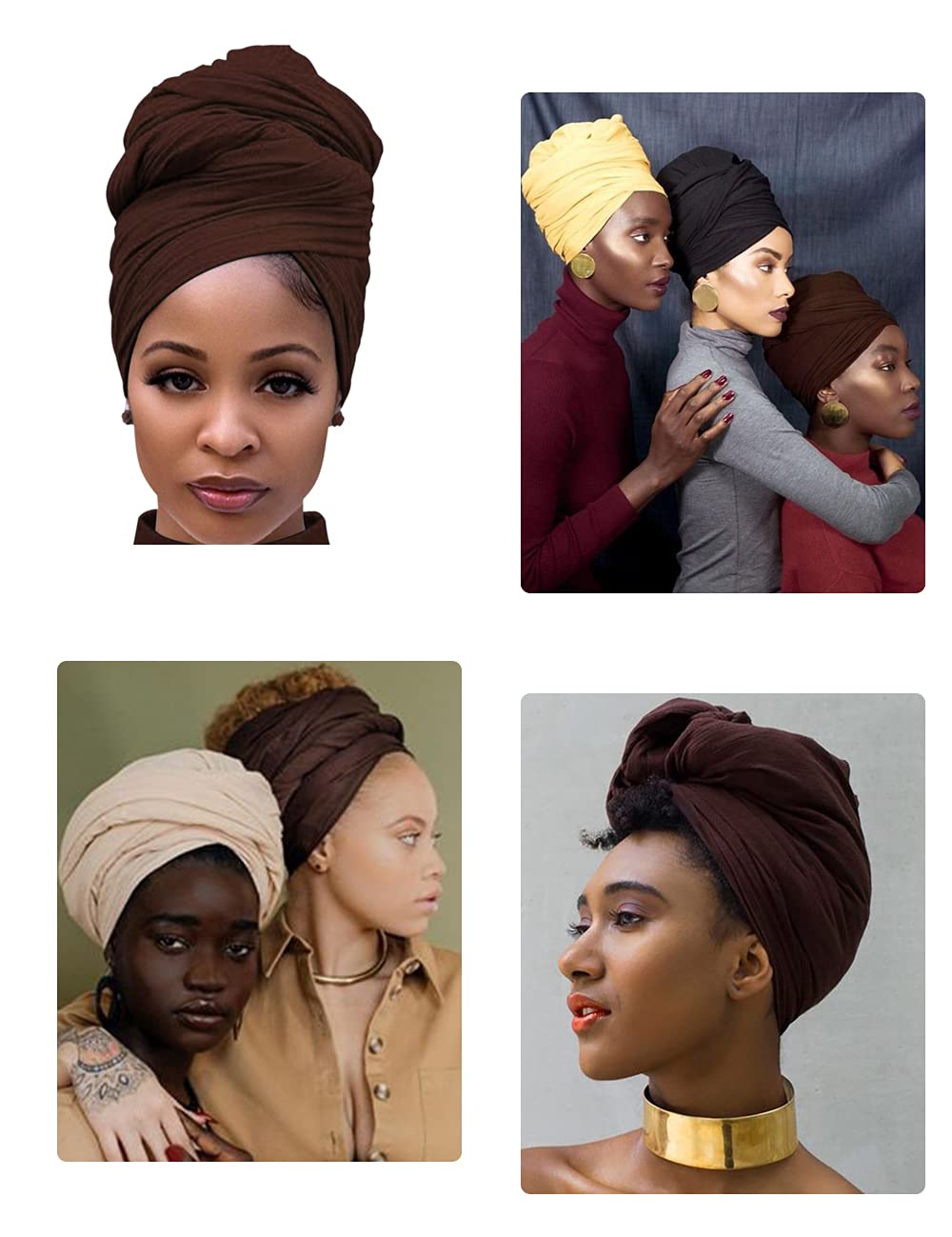 Harewom Head Wraps for Black Women Stretch Head Scarf Long African Hair Wraps Turban Headwraps Jersey Headbands