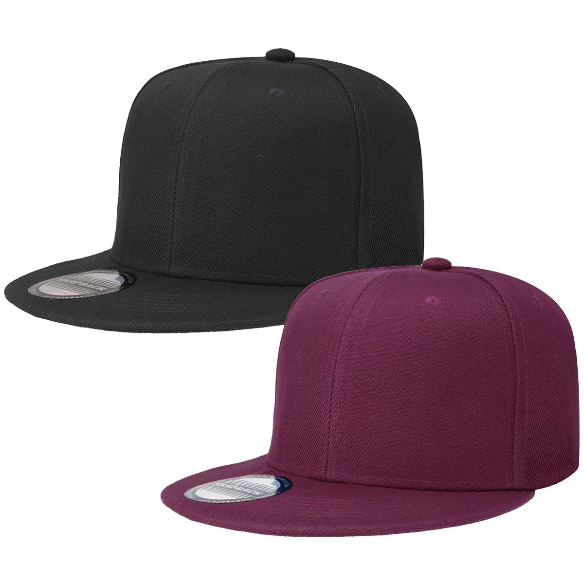 Classic Snapback Hat Cap Hip Hop Style Flat Bill Blank Solid Color Adjustable Size