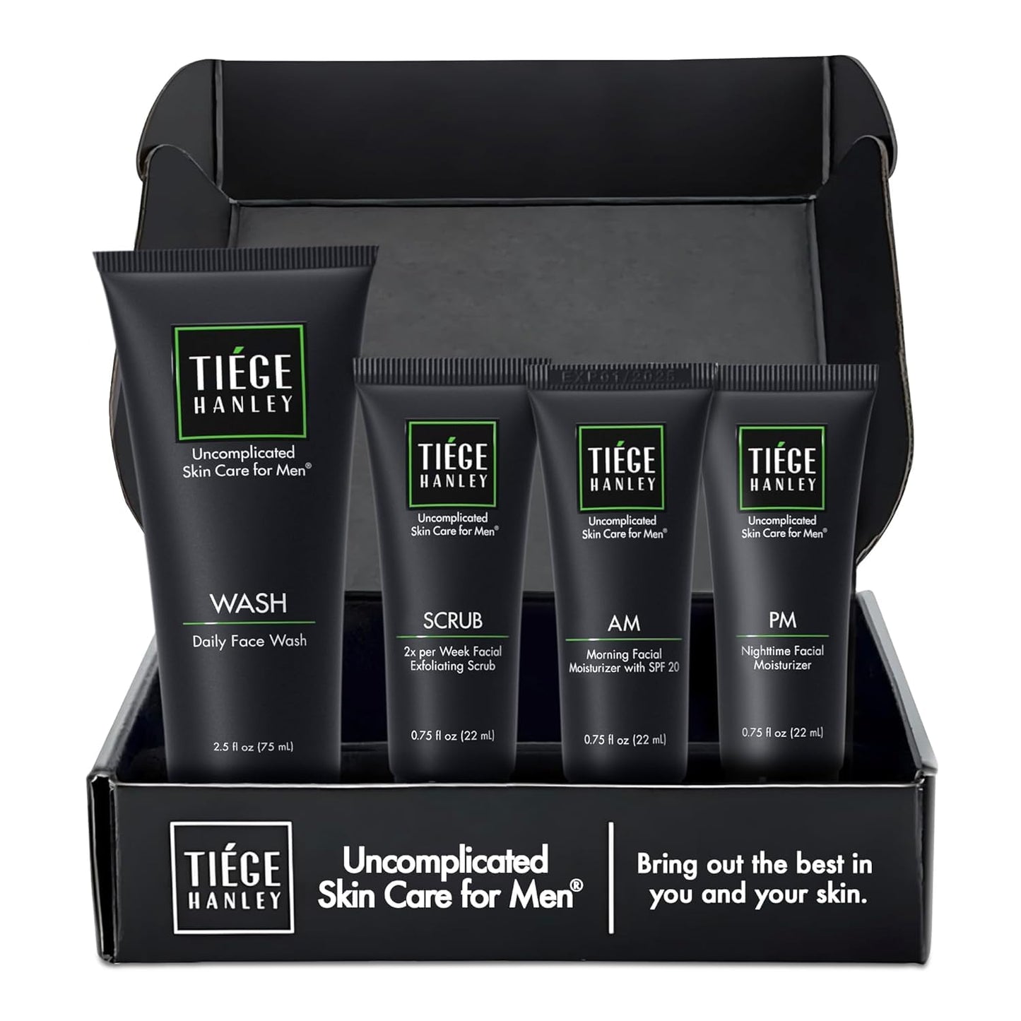 Tiege Hanley Mens Skin Care Set, Anti-Aging Skin Care Routine for Men (System Level 3) - Men's Skincare Set for Fines Lines Includes Face Wash, Scrub, Moisturizer, Eye Cream, & Face Serum