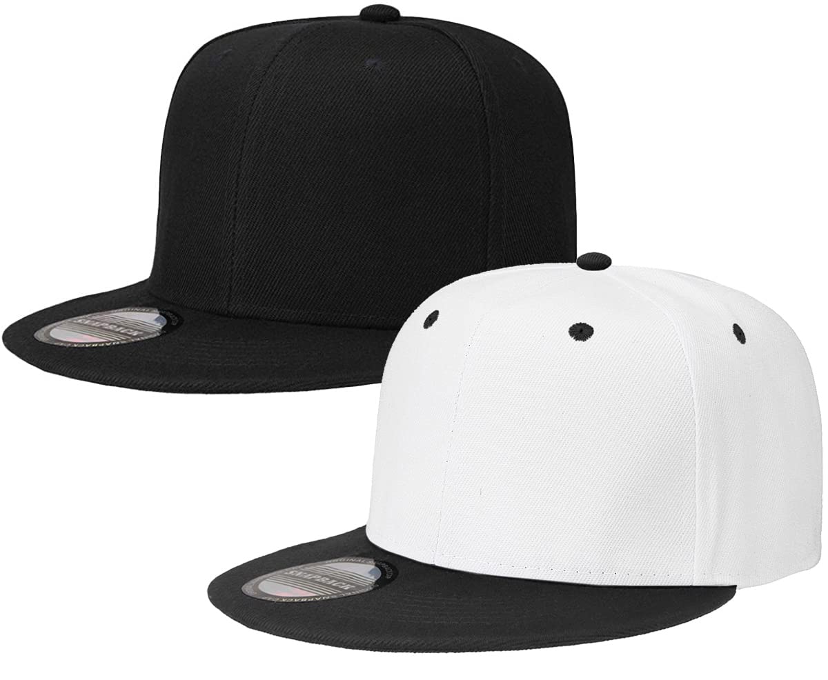 Classic Snapback Hat Cap Hip Hop Style Flat Bill Blank Solid Color Adjustable Size