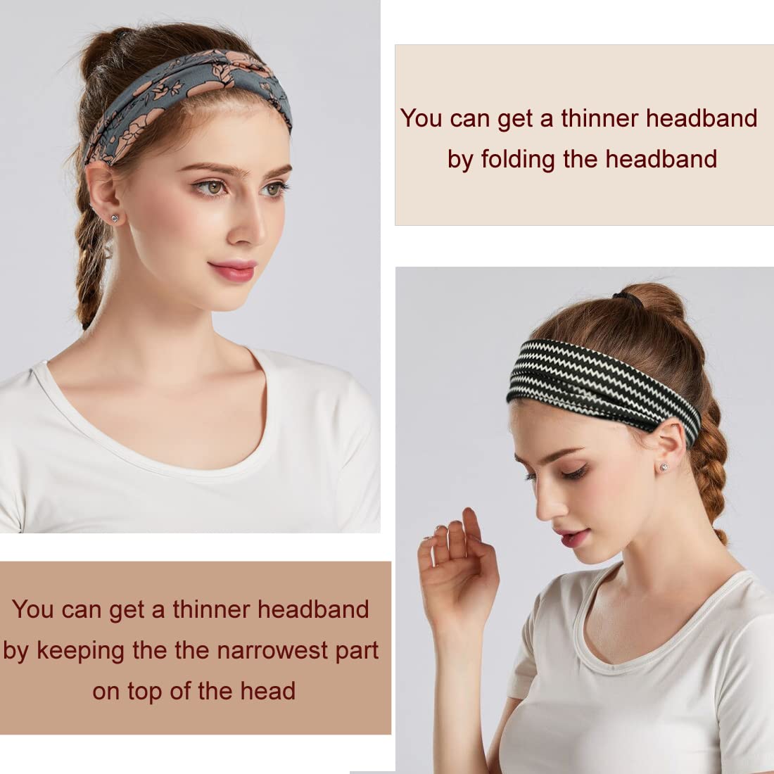 Boho Headbands For Women Fashion Wide Headband Yoga Workout Head Bands Hair Accessories Band 6 Pack