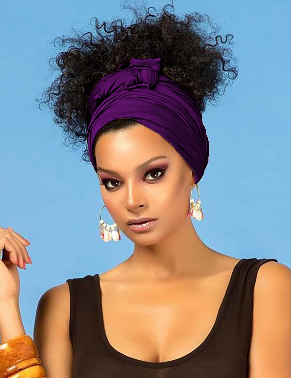 Harewom Head Wraps for Black Women Stretch Head Scarf Long African Hair Wraps Turban Headwraps Jersey Headbands