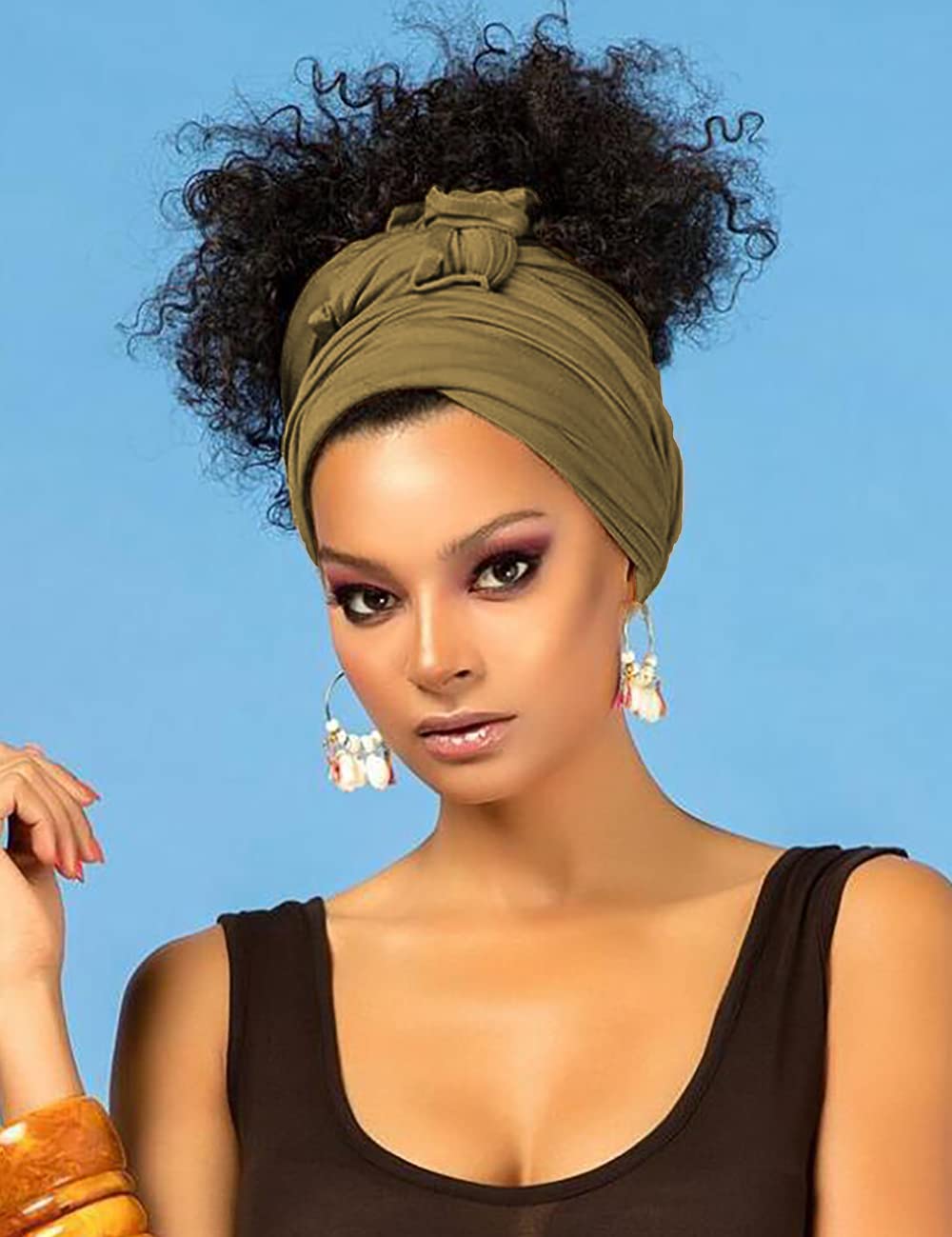 Harewom Head Wraps for Black Women Stretch Head Scarf Long African Hair Wraps Turban Headwraps Jersey Headbands