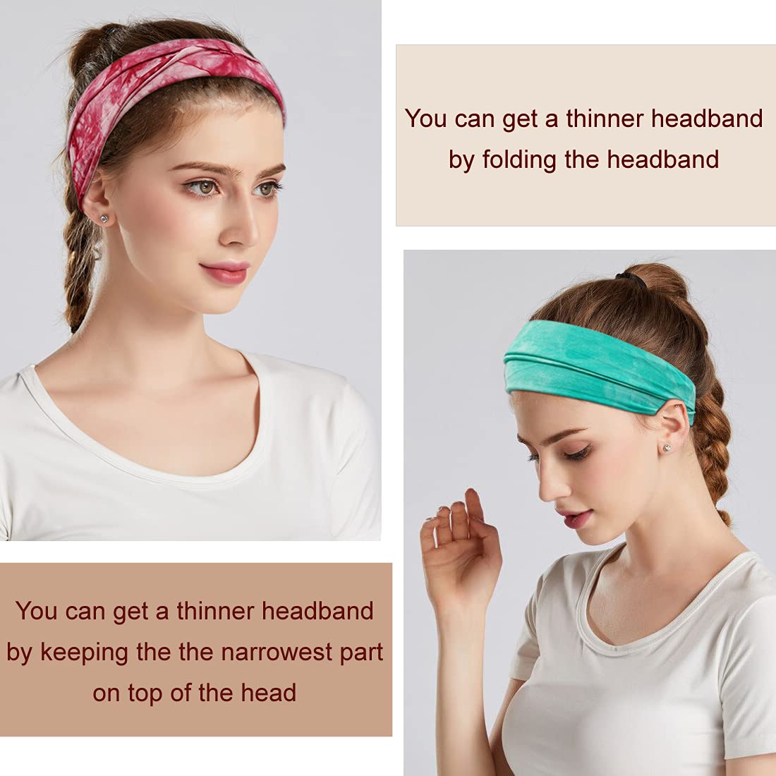 Boho Headbands For Women Fashion Wide Headband Yoga Workout Head Bands Hair Accessories Band 6 Pack