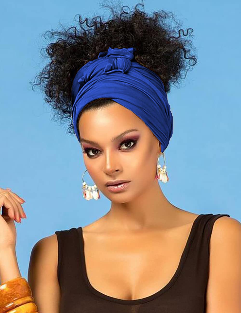 Harewom Head Wraps for Black Women Stretch Head Scarf Long African Hair Wraps Turban Headwraps Jersey Headbands