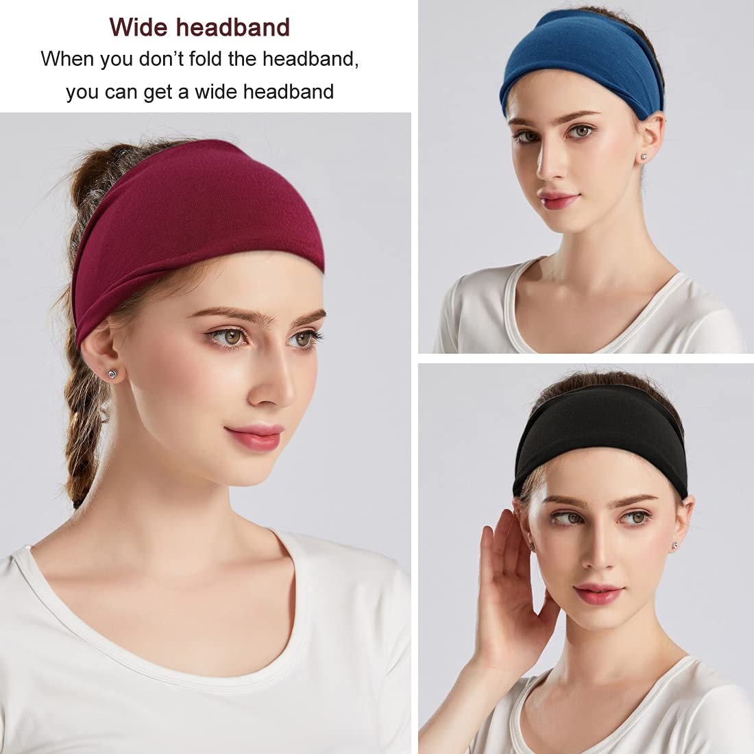 Boho Headbands For Women Fashion Wide Headband Yoga Workout Head Bands Hair Accessories Band 6 Pack