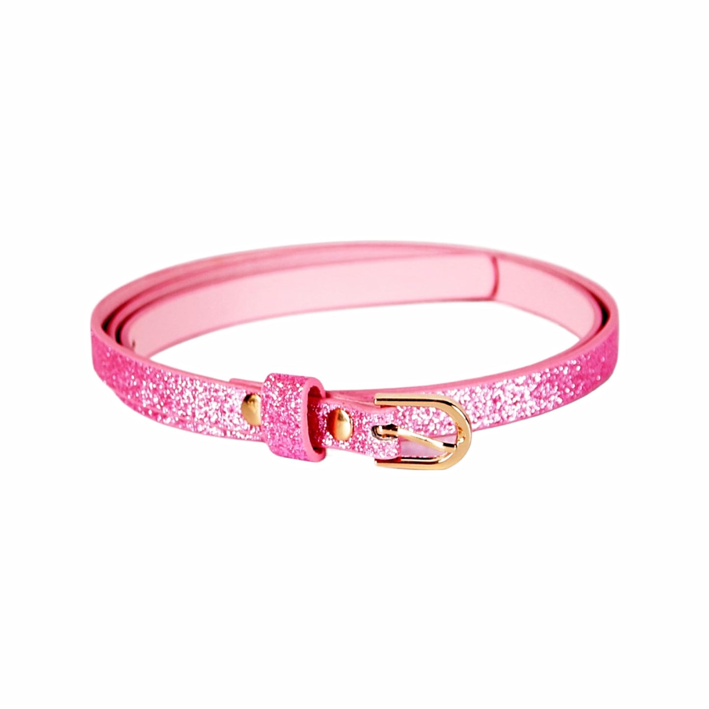 Kids Ultra-Skinny Sparkly Belt, Ages 4-7 Years and 8-14 Years, Stylish Glitter Belt for Girls