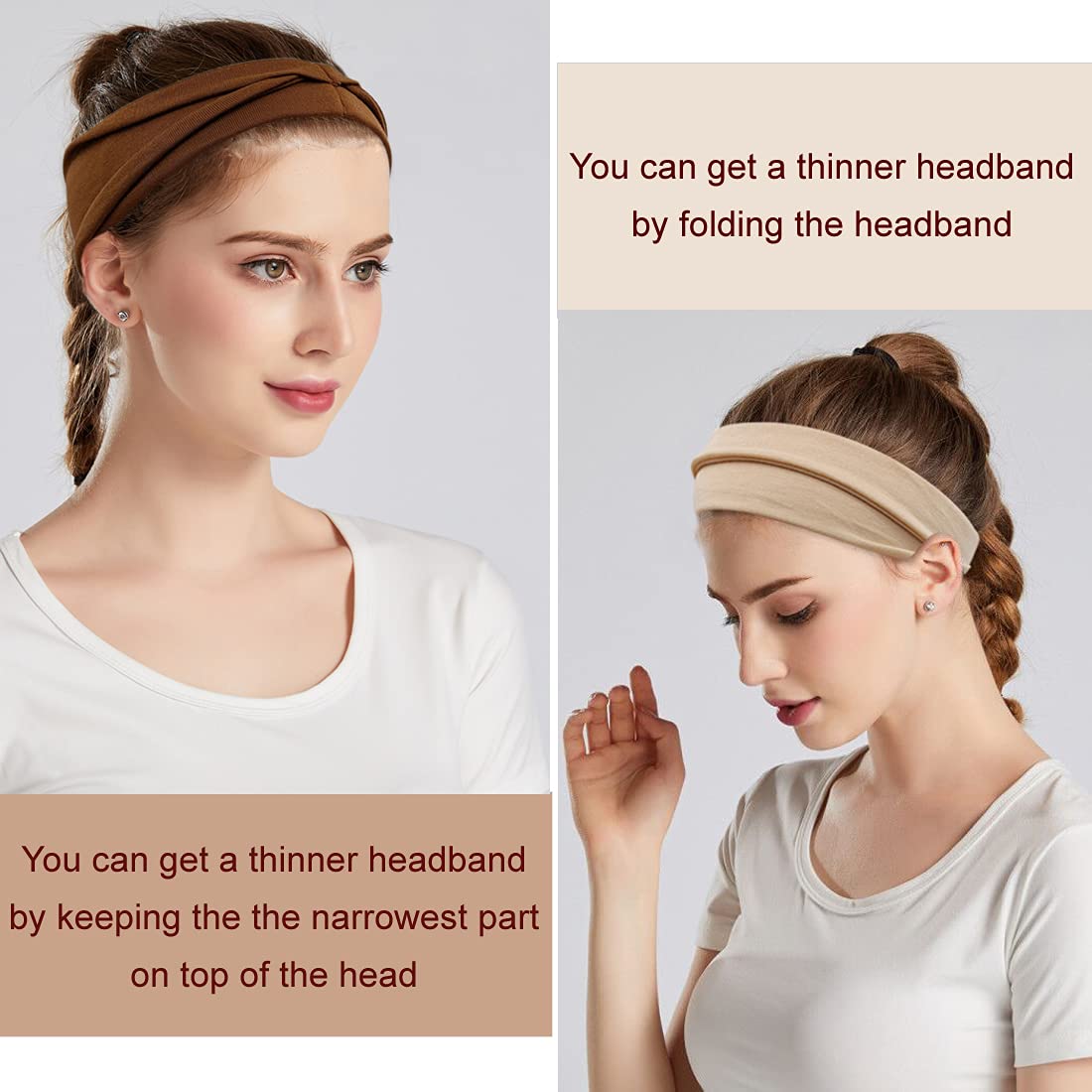 Boho Headbands For Women Fashion Wide Headband Yoga Workout Head Bands Hair Accessories Band 6 Pack