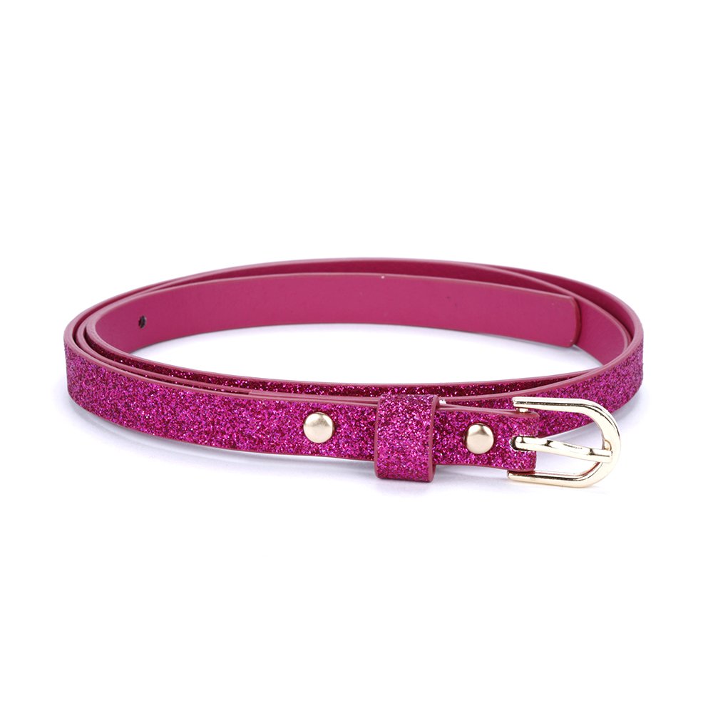 Kids Ultra-Skinny Sparkly Belt, Ages 4-7 Years and 8-14 Years, Stylish Glitter Belt for Girls