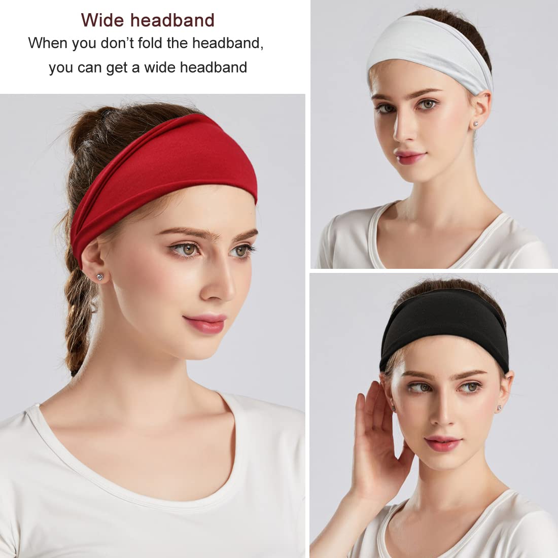 Boho Headbands For Women Fashion Wide Headband Yoga Workout Head Bands Hair Accessories Band 6 Pack