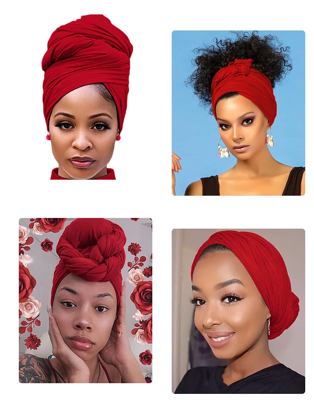 Harewom Head Wraps for Black Women Stretch Head Scarf Long African Hair Wraps Turban Headwraps Jersey Headbands