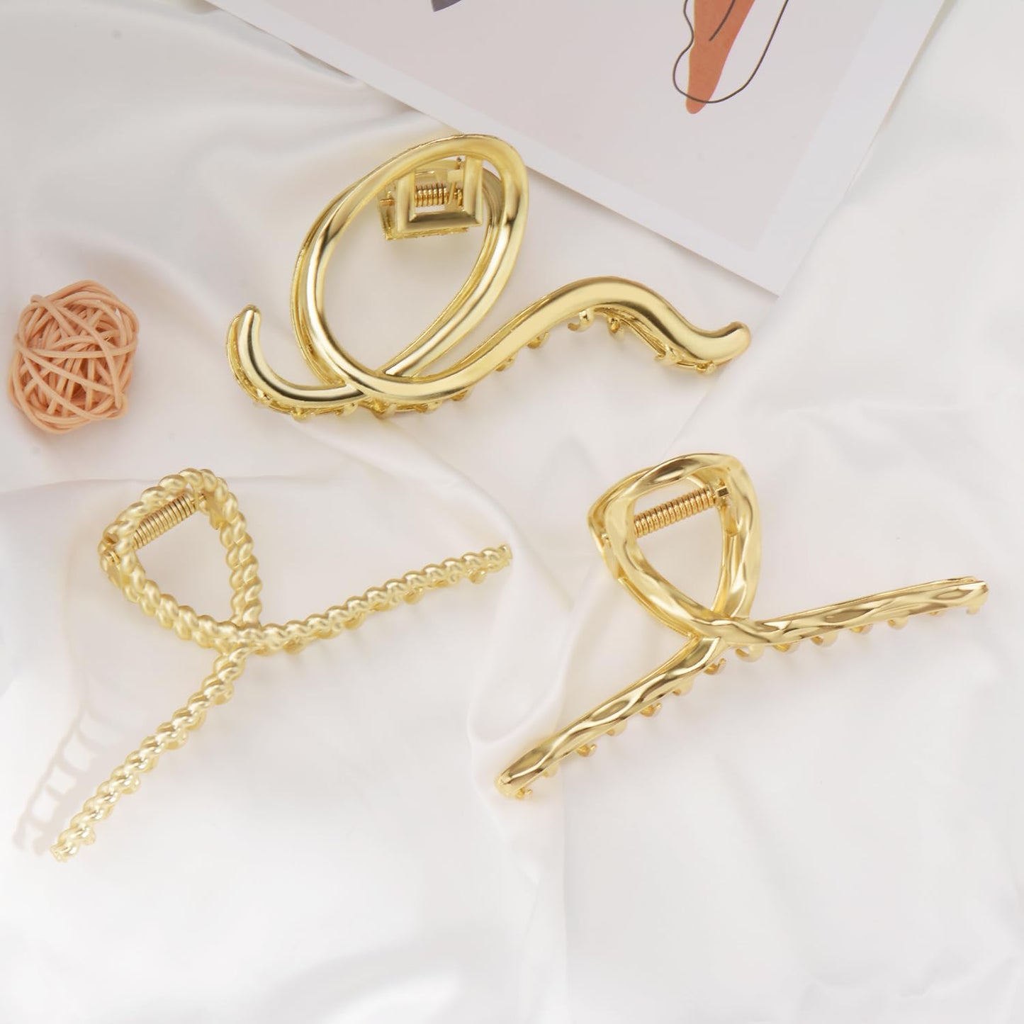 Mehayi 3 PCS Metal Large Claw Clips for Thick Heavy Hair, Strong Hold Big Non-Slip Hair Catch Barrette Jaw Clamp for Long Hair, Fashion Styling Accessories for Women Girls